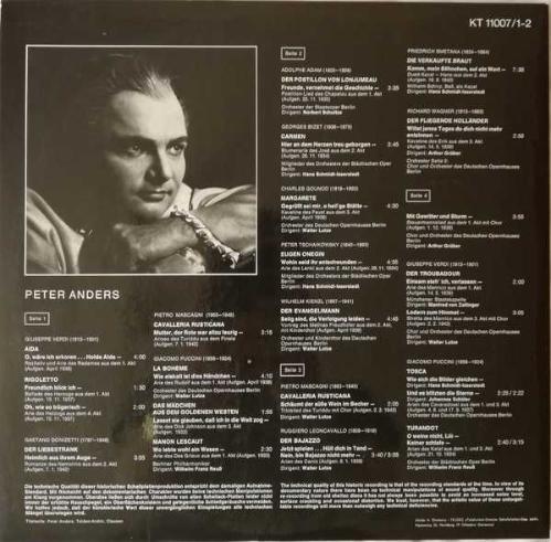 ÇOK NADİR KLASİK MÜZİK OPERA 33 LÜK İKİ PLAK PLAK - İKİLİ SET -  Peter Anders  – Opernarien Deutsch Gesungen