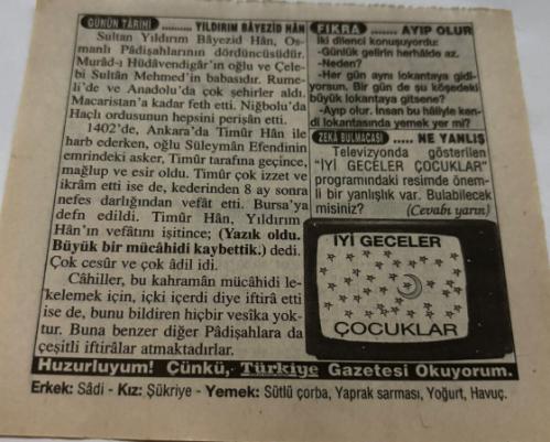 8 Mart 1997-Orijinal Takvim Yaprağı-Doğum Günü-Söz,Nişan,Nikâh,Düğün ve Önemli Günler Hediyesi-Türkiye Gazetesi Takvimi-Ayet,Hadis (Hadis-i Şerif)-İstanbul'da PERPA Ticaret Merkezi'nin açılışı(1989)-Yıldırım Beyazid Han-Ayıp Olur-Ne Yanlış-Erkek:Sadi,Kız:Şükriye