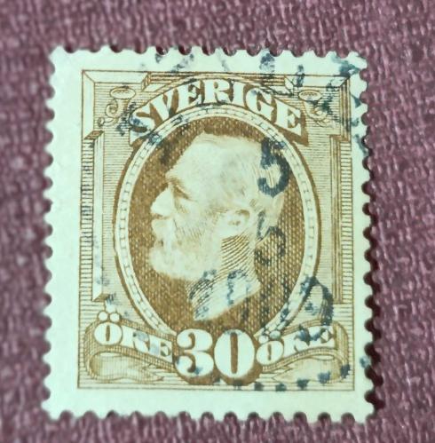 İSVEÇ 1891 Kral Oscar. 30  Öre _ damgalı pul