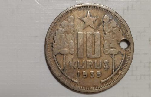 TÜRKİYE CUMHURİYETİ 10 KURUŞ 1939