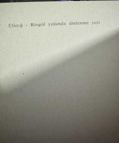 Elazığ Bingöl karayolu dinlenme yeri eski tebrik kartı