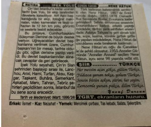 22 Mayıs 1997-Orijinal Takvim Yaprağı-Doğum Günü-Söz,Nişan,Nikâh,Düğün ve Önemli Günler Hediyesi-Türkiye Gazetesi Takvimi-Ayet,Hadis (İmam-ı Rabbani)-Celal Bayar'ın Cumhurbaşkanı Seçilmesi ve Adnan Menderes'in Başbakanlığa atanması(1950)-İpek Yolu-Nene Hatun-Türkçe-Erkek:İsmet,Kız:Nezahat