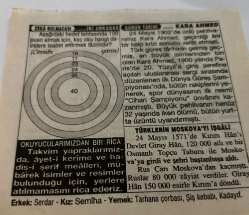 24 Mayıs 1997-Orijinal Takvim Yaprağı-Doğum Günü-Söz,Nişan,Nikâh,Düğün ve Önemli Günler Hediyesi-Türkiye Gazetesi Takvimi-Ayet,Hadis (Yusuf bin Hüseyin Razi)-Selçuklu Devleti'nin Kuruluşu(1040)-İki Arkadaş-Kara Ahmed-Türklerin Moskova İşgali-Erkek:Serdar,Kız:Semiha