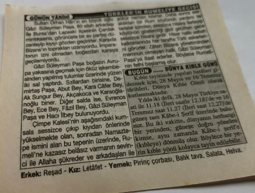 28 Mayıs 1997-Orijinal Takvim Yaprağı-Doğum Günü-Söz,Nişan,Nikâh,Düğün ve Önemli Günler Hediyesi-Türkiye Gazetesi Takvimi-Ayet,Hadis (Hadis-i Şerif)-Türklerin Rumeli'ye geçişi(1356)-Türkler'in Rumeliye Geçişi-Dünya Kıble Günü-Erkek:Reşad,Kız:Letafet