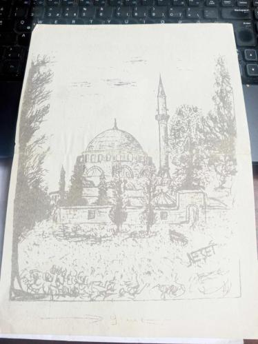 Neşet imzalı Gravür baskı