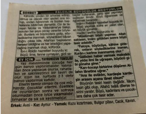 27 Haziran 1997-Orijinal Takvim Yaprağı-Doğum Günü-Söz,Nişan,Nikâh,Düğün ve Önemli Günler Hediyesi-Türkiye Gazetesi Takvimi-Ayet,Hadis (Hazret-i Ali)-Kocaeli Fuarı-Falcılık Büyücülük Medyumluk-Yavrunuzun Temizliği-Erkek:Avni-Kız:Aynur