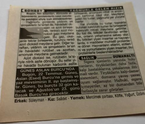22 Temmuz 1997-Orijinal Takvim Yaprağı-Doğum Günü-Söz,Nişan,Nikâh,Düğün ve Önemli Günler Hediyesi-Türkiye Gazetesi Takvimi-Ayet,Hadis (Hadis-i Şerif)-Son 50 Yılın en sıcak günleri-Yağmurlar Gelen Rızık-Dumanaltı-Erkek:Süleyman,Kız:Saadet