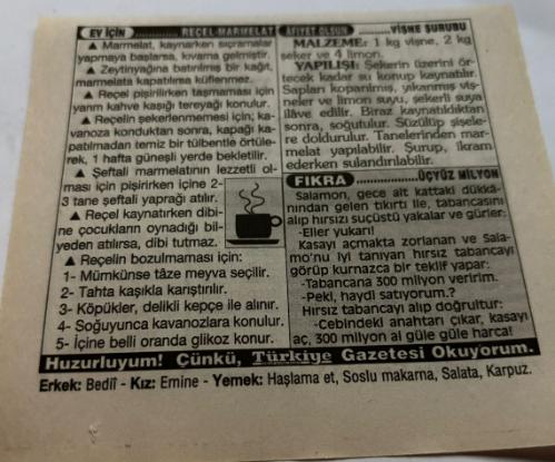 23 Temmuz 1997-Orijinal Takvim Yaprağı-Doğum Günü-Söz,Nişan,Nikâh,Düğün ve Önemli Günler Hediyesi-Türkiye Gazetesi Takvimi-Ayet,Hadis (Yahya bin Muaz)-II.Meşrutiyet'in ilanı(1908)-Reçel Marmelat-Vişne Şurubu-Üçyüz Milyon-Erkek:Bedii,Kız:Emine