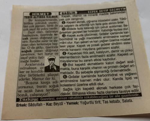 31 Temmuz 1997-Orijinal Takvim Yaprağı-Doğum Günü-Söz,Nişan,Nikâh,Düğün ve Önemli Günler Hediyesi-Türkiye Gazetesi Takvimi-Ayet,Hadis (Vergi)-Milli İstihbarat Teşkilatı'nın (MİT)kuruluşu(1964)-Tesir Altında Kalmak-Kepek Diyip Geçmeyin-Erkek:Sadullah,Kız:Beyza