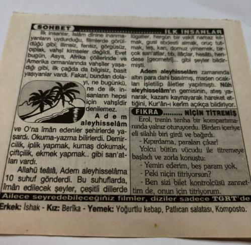 11 Ağustos 1997-Orijinal Takvim Yaprağı-Doğum Günü-Söz,Nişan,Nikâh,Düğün ve Önemli Günler Hediyesi-Türkiye Gazetesi Takvimi-Ayet,Hadis (Rüheyb bin Verd)-TÜRKSAT 1B'nin uzaya Fırlatılışı (1994)-İlk İnsanlar-Niçin Titremiş-Erkek:İshak,Kız:Berika