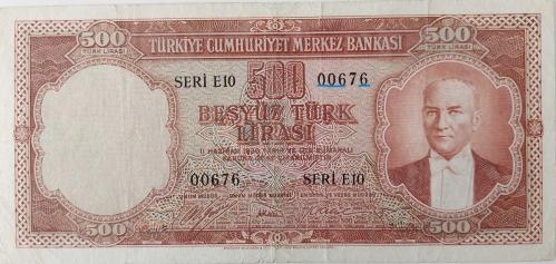 5.EMİSYON 1.TERTİP 500 TÜRK LİRASI KAĞIT PARA SERİ E10 00676 SERİ NOLU SERİNİN EN NADİRLERİNDENDİR NATUREL OLUP ÇOK ÇOK TEMİZDİR ÇOK NADİRDİR