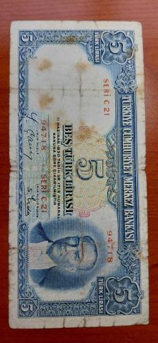 NADİR 2. EMİSYON ATA 5 LİRA TEMİZ KONDİSYONDA AÇILMALAR MEVCUT