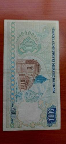 NADİR 7.EMİSYON A SERİSİ KÜÇÜK MEVLANA 5000 LİRA ÇOK ÇOK TEMİZ KONDİSYONDA