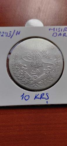 SULTAN 2. ABDÜLHAMİD HAN DÖNEMİ NADİR MISIR 10 KURUŞ GÜMÜŞ 1293/11 HİCRİ