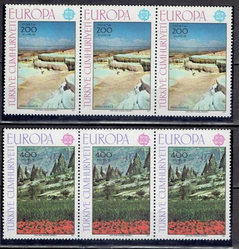 1977 AVRUPA TURİZM KONULU TC EUROPA CEPT TAM SERİ, EKSİKSİZ , MNH ÜÇLÜ BANT PULLAR.
