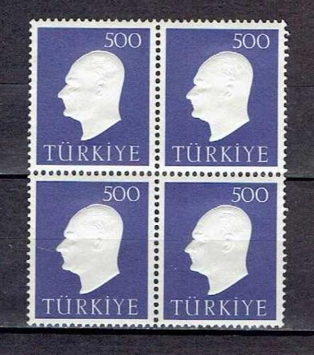 1959 KABARTMA ATATÜRK HATIRA , DÖRTLÜ BLOK MNH PULLAR.