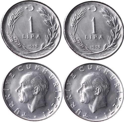 1979 Yılı 1 Lira (Ters - Düz Takım) - ÇİL TCM3275