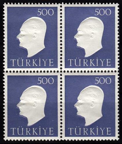 1959 ATATÜRK KABARTMA HATIRA PULU TAM SERİ DÖRTLÜ BLOK MNH