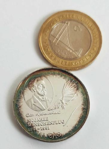1991 ALMANYA  Otto Lilienthal'in Uçuşu 100.Yılı Hatıra Madalyon..