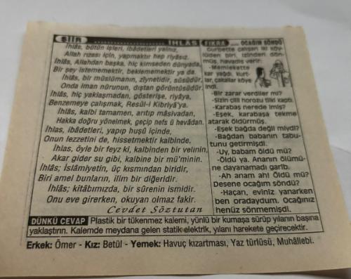 31 Ağustos 1997-Orijinal Takvim Yaprağı-Doğum Günü-Söz,Nişan,Nikâh,Düğün ve Önemli Günler Hediyesi-Türkiye Gazetesi Takvimi-Ayet,Hadis (Vergi)-II.Abdulhamid Han'ın Taht'a çıkışı(1876)-İhlas-Ocağım Söndü- Erkek:Ömer,Kız:Betül