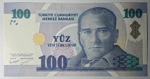 8.Emisyon 100 Yeni Türk Lirası (YTL) A01 889099 Çil Kondisyonda Koleksiyonluk Eski Para