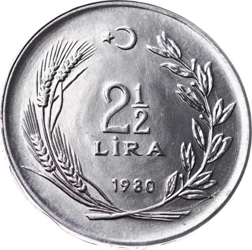 1980 Yılı 2½ Lira (Ters) - ÇİL TCM3283