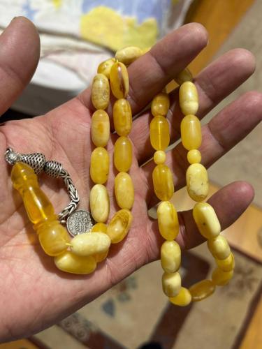 Orjinal rus kalingrat damla kehribar tespih büyük ölçülü 37 gram