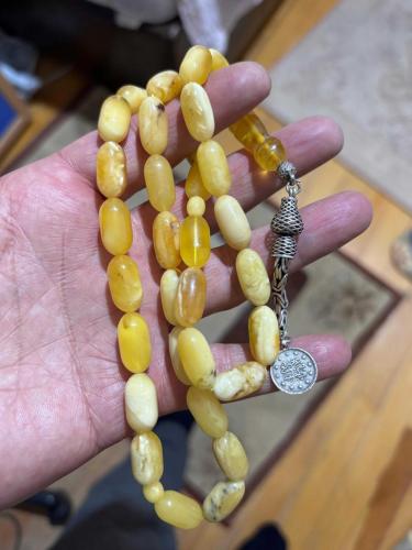Orjinal rus kalingrat damla kehribar tespih büyük ölçülü 37 gram