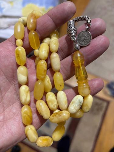 Orjinal rus kalingrat damla kehribar tespih büyük ölçülü 37 gram