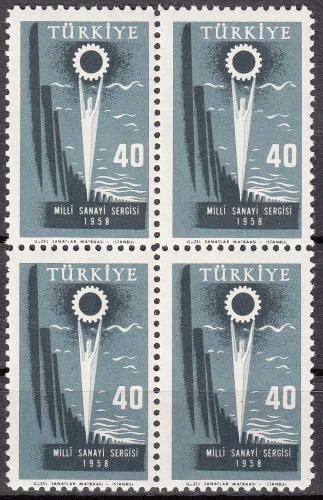 1958 TÜRKİYE MİLLİ SANAYİ SERGİSİ TAM SERİ DÖRTLÜ BLOK MNH