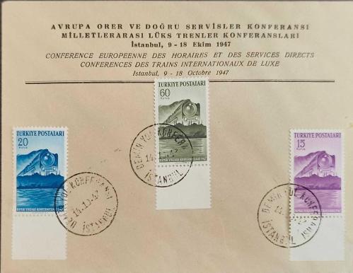 1947 Milletlerarası Demiryolları konferansı özel antetli zarf üzerinde FDC