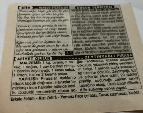 22 Ekim 1997-Orijinal Takvim Yaprağı-Doğum Günü-Söz,Nişan,Nikâh,Düğün ve Önemli Günler Hediyesi-Türkiye Gazetesi Takvimi-Ayet,Hadis (Hadis-i Şerif)-Hak-iş Konfederasyonu'nun kuruluşu(1976)-Kanjie Müdafaası(1601)-Sanat Bayramı Haftası-Manzum Atasözleri-Sofrayı Savaş Alanı Haline Getirmeyin-Zeytinyağlı Pırasa-Erkek:Fehim,Kız:Zehra