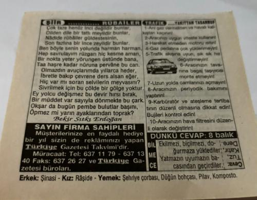 26 Ekim 1997-Orijinal Takvim Yaprağı-Doğum Günü-Söz,Nişan,Nikâh,Düğün ve Önemli Günler Hediyesi-Türkiye Gazetesi Takvimi-Ayet,Hadis (Not)-Trabzon'un Fethi(1461)-Türkistan'ın Bağımsızlığı(1991)-Ürdün-İsrail Barış Antlaşması(1994)-Nineler Günü-Rübailer-Yakıttan Tasarruf-Erkek:Şinasi,Kız:Raşide