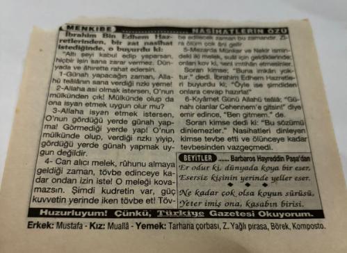 31 Ekim 1997-Orijinal Takvim Yaprağı-Doğum Günü-Söz,Nişan,Nikâh,Düğün ve Önemli Günler Hediyesi-Türkiye Gazetesi Takvimi-Ayet,Hadis (Vergi)-Turgut Özal'ın Cumhurbaşkanı Seçilmesi(1989)-Harp Akademileri'nin açılışı(1846)-İctima saati:12.02-Nasihatlerin Özü-Barbaros Hayreddin Paşa'dan-Erkek:Mustafa,Kız:Mualla