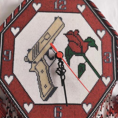 Cezaevi İşi El Örme Boncuklu Duvar Saati