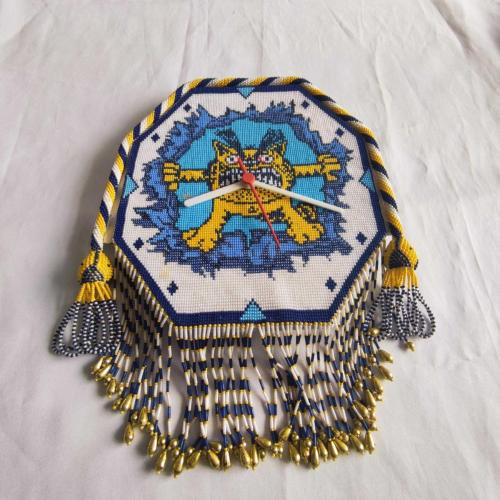 Cezaevi İşi El Örme Boncuklu Duvar Saati ( Kötü Kedi Şerafettin )