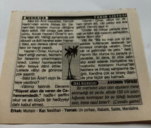 15 Kasım 1997-Orijinal Takvim Yaprağı-Doğum Günü-Söz,Nişan,Nikâh,Düğün ve Önemli Günler Hediyesi-Türkiye Gazetesi Takvimi-Ayet,Hadis (İmam-ı Rabbani)-Bağımsız Filistin Devleti'nin kuruluşu(1988)-Güney Rüzgarları Kuzey Kıbrıs Türk Cumhuriyeti'nin kuruluşu(1983)-Fakir Listesi-Avcının Tüfeği-Erkek:Muhsin,Kız:Neslihan