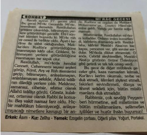 27 Kasım 1997-Orijinal Takvim Yaprağı-Doğum Günü-Söz,Nişan,Nikâh,Düğün ve Önemli Günler Hediyesi-Türkiye Gazetesi Takvimi-Ayet,Hadis (Abdülhakim-i Arvasi)-MİRAC KANDİLİNİZ MÜBAREK OLSUN-S.Abdülhakim-i Arvasi Hazretleri'nin vefatı(1943)-Mi'rac Gecesi-Erkek:ASım,Kız:Zeliha