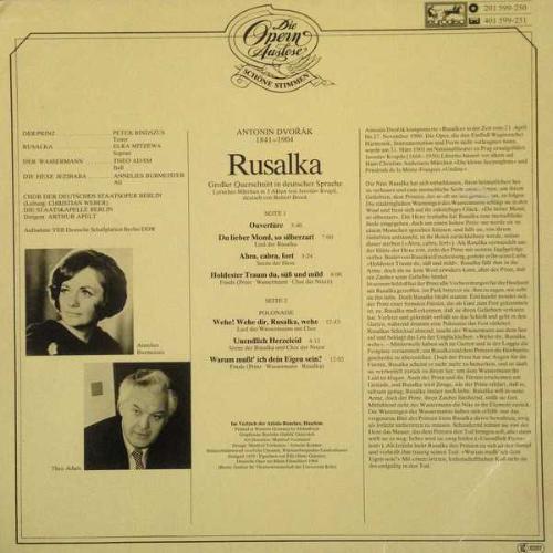 KLASİK MÜZİK OPERA 33LÜK PLAK - Antonín Dvořák Rusalka (Großer Querschnitt In Deutscher Sprache)