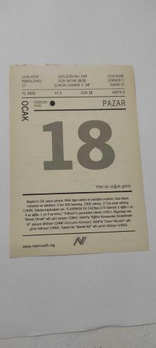 18 Ocak 2015-Orijinal Takvim Yaprağı-Doğum Günü-Söz,Nişan,Nikâh,Düğün ve Önemli Günler Hediyesi-Nesin Vakfı Takvimi-aştan'ın 24. sayısı çıkıyor; Rıfat ligaz sahibi ve yazıişleri müdürü, Aziz Nesin müessisi ve sekreteri; 3 bin 500 basılmış, 1900 satmış, 17 lira zarar edilmiş (1949). Sabıka kaydındaki not: 