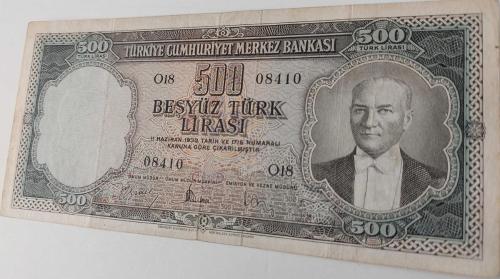 5.EMİSYON 2.TERTİP 500 TÜRK LİRASI KAĞIT PARA O18 08410 SERİ NUMARALI ÇOK ÇOK TEMİZ ÇOK NADİRDİR