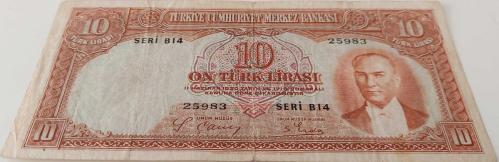 2.EMİSYON 1.TERTİP 10 ON TÜRK LİRASI SERİ B14 25983 NOLU NATÜREL KAĞIT PARA EN NADİRİ