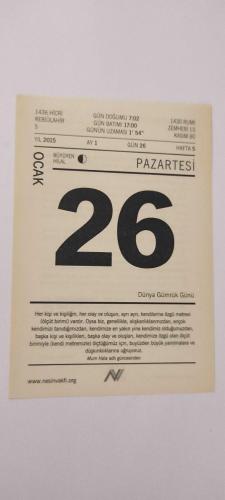 26 Ocak 2015-Orijinal Takvim Yaprağı-Doğum Günü-Söz,Nişan,Nikâh,Düğün ve Önemli Günler Hediyesi-Nesin Vakfı Takvimi-Çok Gülünçlü Bir Olay-Aziz Nesin'in Ah Biz Eşekler adlı kitabından.