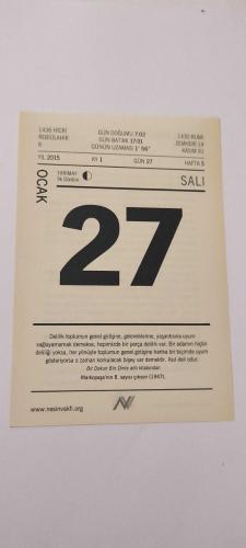 27 Ocak 2015-Orijinal Takvim Yaprağı-Doğum Günü-Söz,Nişan,Nikâh,Düğün ve Önemli Günler Hediyesi-Nesin Vakfı Takvimi-Markopaşa'nın 8. sayısı çıkıyor(1947).-Çok Gülünçlü Bir Olay-Aziz Nesin'in Ah Biz Eşekler adlı kitabından.