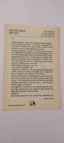 27 Ocak 2015-Orijinal Takvim Yaprağı-Doğum Günü-Söz,Nişan,Nikâh,Düğün ve Önemli Günler Hediyesi-Nesin Vakfı Takvimi-Markopaşa'nın 8. sayısı çıkıyor(1947).-Çok Gülünçlü Bir Olay-Aziz Nesin'in Ah Biz Eşekler adlı kitabından.