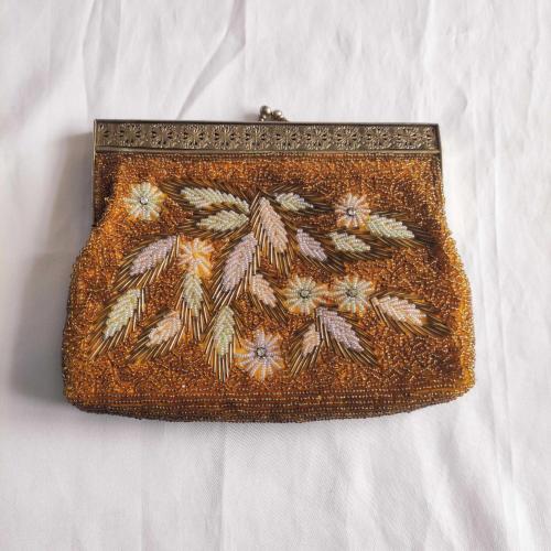 Boncuklarla İşlenmiş Vintage Kadın Koltukaltı Çantası