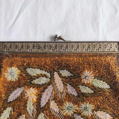 Boncuklarla İşlenmiş Vintage Kadın Koltukaltı Çantası