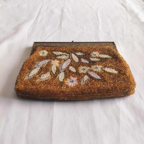 Boncuklarla İşlenmiş Vintage Kadın Koltukaltı Çantası