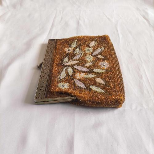 Boncuklarla İşlenmiş Vintage Kadın Koltukaltı Çantası