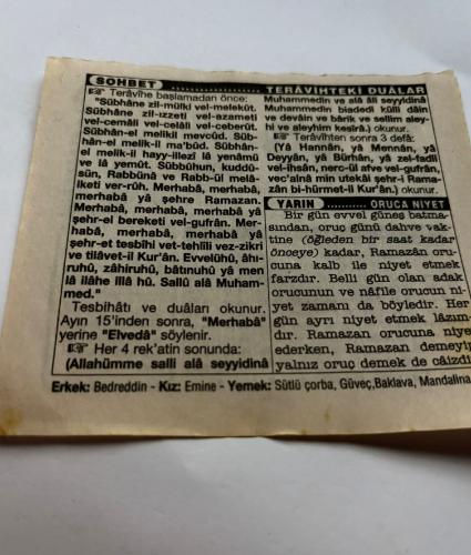 30 Aralık 1997-Orijinal Takvim Yaprağı-Doğum Günü-Söz,Nişan,Nikâh,Düğün ve Önemli Günler Hediyesi-Türkiye Gazetesi Takvimi-Ayet,Hadis (Yeni Hilal)-YARIN RAMAZAN-ı ŞERİFİN I.GÜNÜDÜR-Sultan Selim Han'In Kudüs'ü fethi(1517)-Teravihteki Dualar-Oruca Niyet-Erkek:Bedreddin,Kız:Emine